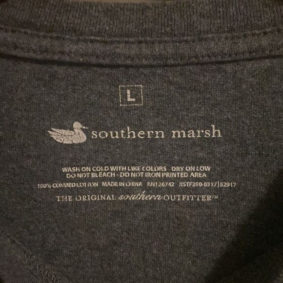 Southern Marsh Unisex Dark Heather Grey L/S Frocket Tshirt EUC Size Large Unisex - Picture 3 of 5